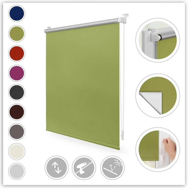 Lichtblick Sonnenschutzsysteme GmbH Thermo-Rollo Vancouver 50 cm x 150 cm (BxL) Grün Verdunkelnd & Thermofunktion; Klemm- und schraubbar; Energiesparend – Bild 1