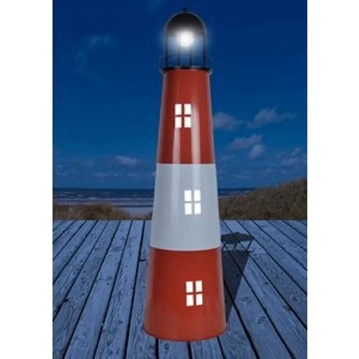 Großer Leuchtturm aus Metall mit Solarfunktion H:80 cm, Gartendekoration – Bild 4