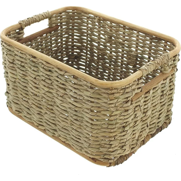 Dekoleidenschaft Aufbewahrungskorb aus Rattan und Schilfstroh in 3 Größen, Regalkorb, Wäschekorb, Korb (1 St), Regalkorb, Wäschekorb, Korb, Flechtkorb, Schrankkorb, Dekokorb, Kiste – Bild 2