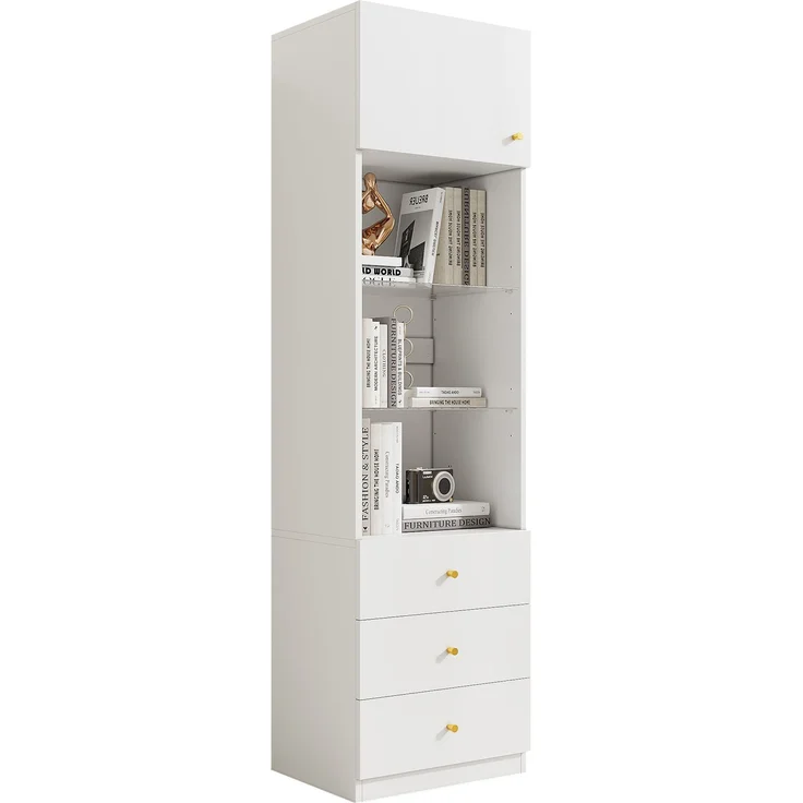 Vitrine 50 x 40 x 180 cm aus MDF und Glas, mit verstellbaren Glasböden und Schubladen – Bild 7