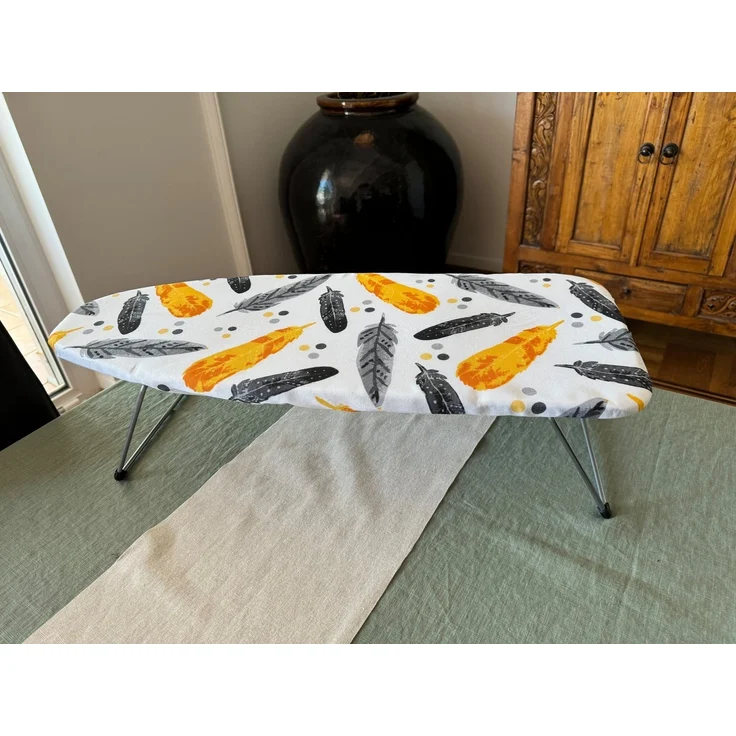 ADOB Tischbügelbrett Tischbügelbrett Minibügelbrett kleines Bügelbrett, 70x30 cm, klappbar, Bügelfläche 74,00x30,00 cm, Motiv Baumwollbezug abnehmbar und waschbar – Bild 2