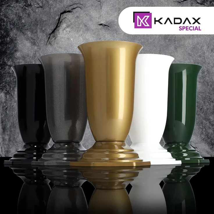 KADAX Vase, Fläschchen, Blumen, Grabstein, Friedhof, Grabstein-Einsatz, Sockel, Gold, 37 cm – Bild 9