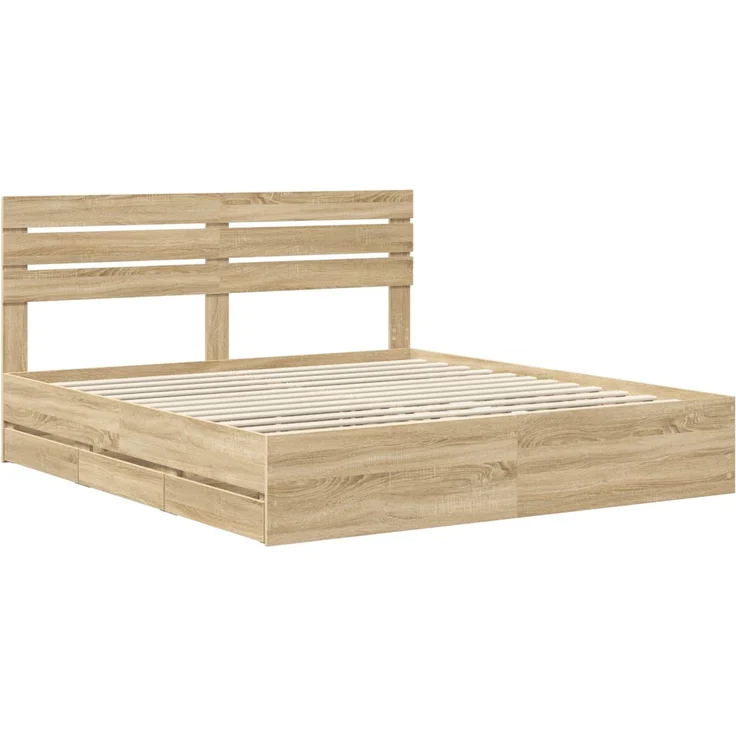 vidaXL Bettrahmen Sonoma-Eiche 200 x 200 cm Ingenieurs Holz 3411480 – Bild 4