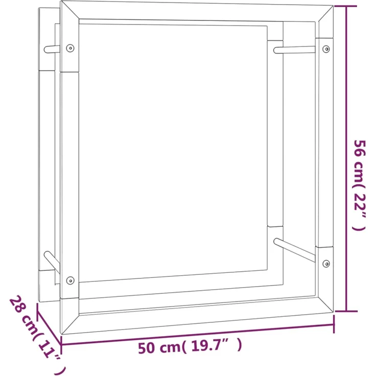 vidaXL Brennholzregal, Stahl schwarz matt, 56 x 28 x 50 cm – Bild 6