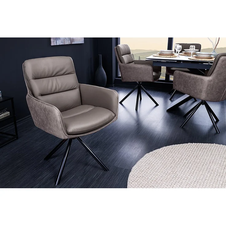 riess-ambiente Polsterstuhl BIG GEORGE taupe / schwarz (Einzelartikel, 1 St), Esszimmer · Echtleder · Microfaser · 360° drehbar · Armlehne · Retro – Bild 5