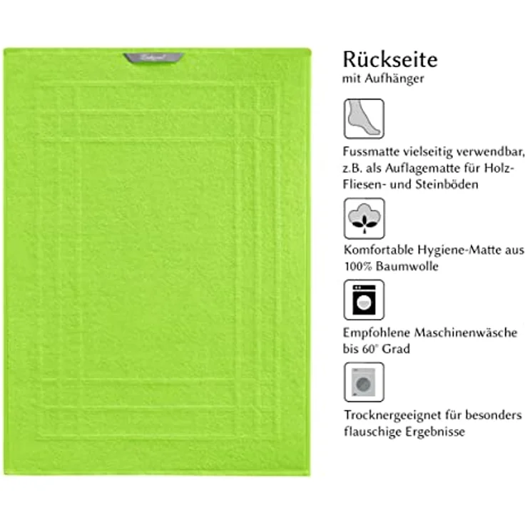 Lashuma Badematte Pure, Höhe 5 mm, schnell trocknend, Baumwolle, rechteckig, Bad Läufer 50x70 cm in grün Baumwolle – Bild 7