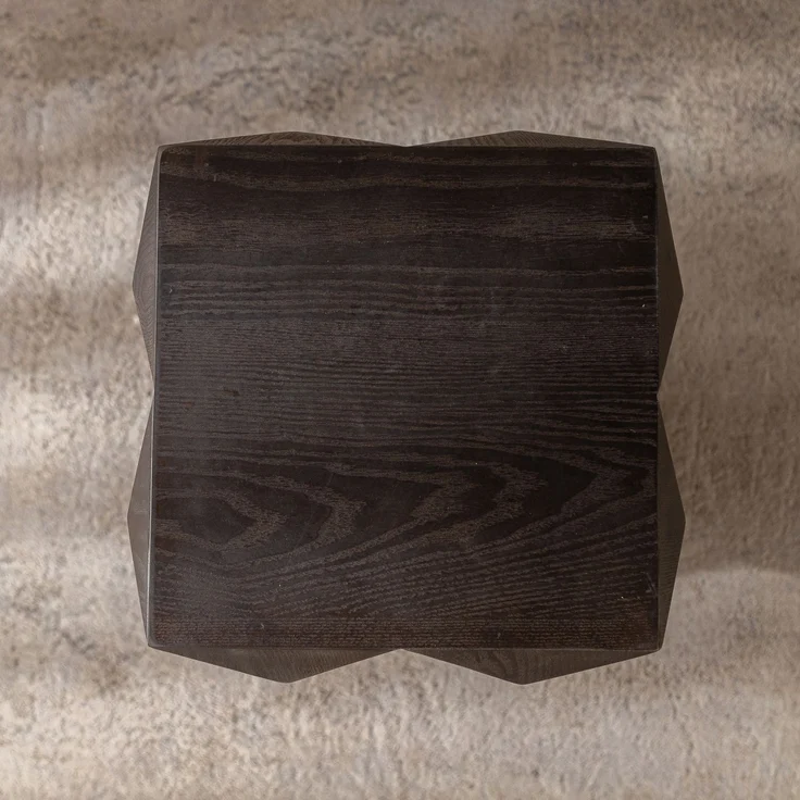 Beistelltisch aus Massivholz und MDF, Retro Couchtisch mit dreidimensionaler Reliefstruktur, Naturholz,Braun – Bild 9
