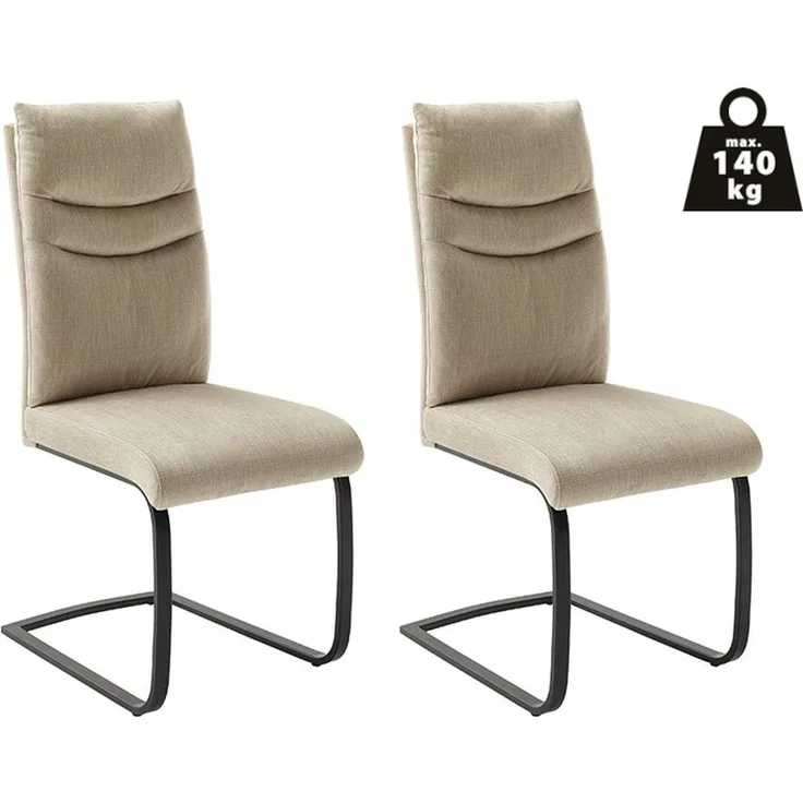 Freischwinger >GIBARA< (2er-Set) mit Griff, Bezug creme - 46x105x62 (BxHxT)