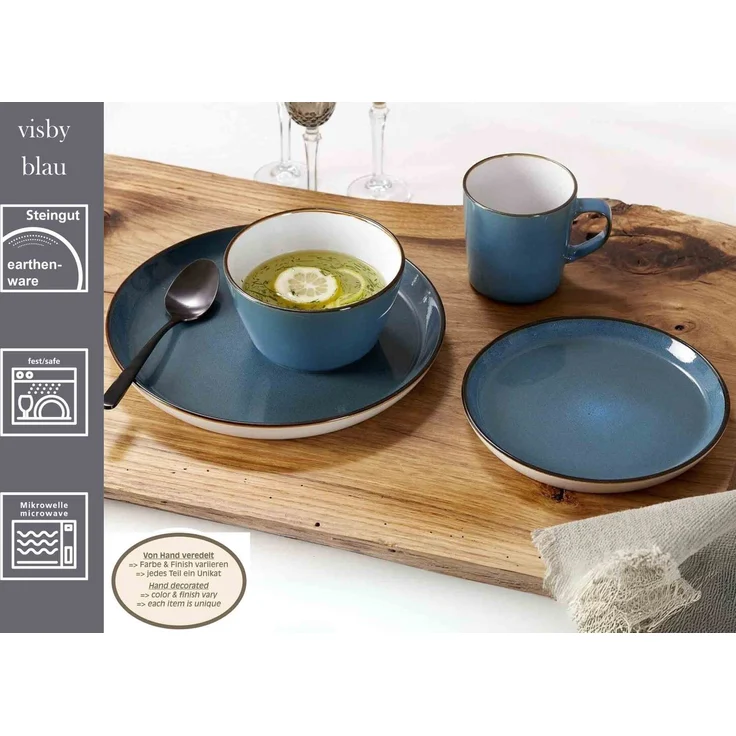 Ritzenhoff & Breker Visby Speiseteller ø 26,5 cm 4er Set dunkelblau – Bild 3