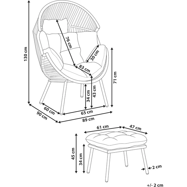 Gartenstuhl MURANO mit Fußstütze Natürlich – Bild 3