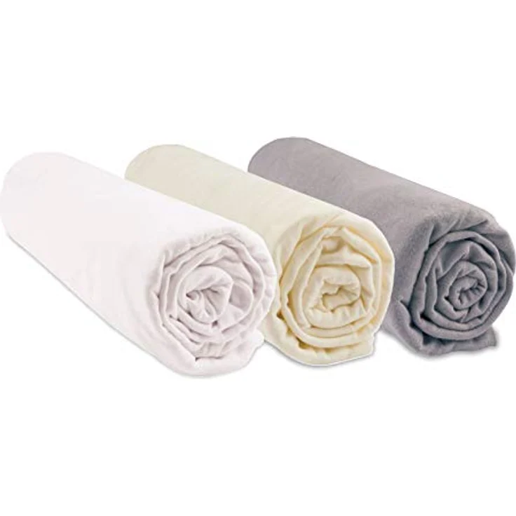 Easy Dort Spannbettlaken, Bio-Baumwolle, 70x160 cm, Farbe Weiß/Ecru/Nussbraun – Bild 2