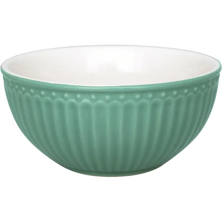 Greengate Müslischale Alice Müslischale dusty green 14 cm, Steinzeug, (Schüsseln & Schalen)