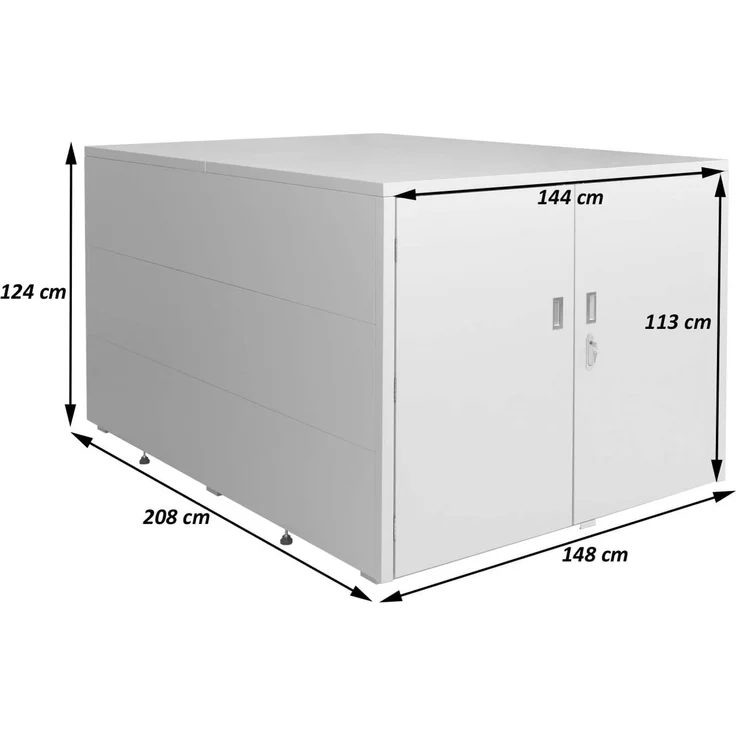 3er-Fahrradgarage HWC-P93, Fahrradunterstand Fahrradbox Bikebox, abschließbar verzinkter Stahl 124x148x208cm ~ anthrazit – Bild 3