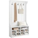 Vasagle Garderobenständer mit Schuhbank, Holz Wolkenweiß, 35 x 100 x 180 cm