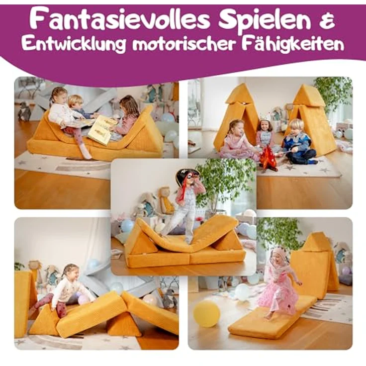 Linodino Kindersofa Spielsofa I aus Schaumstoff Bausteine I Spielcouch für Kinder, 3 Jahre Garantie – Bild 3