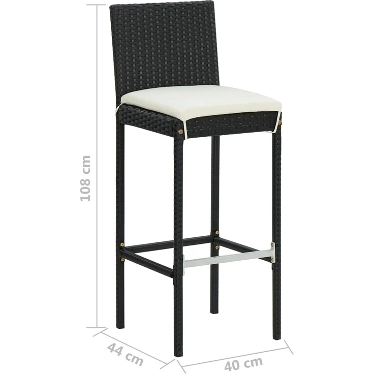 vidaXL Garten-Barhocker mit Kissen 4 Stk. Schwarz Poly Rattan 316670 – Bild 8