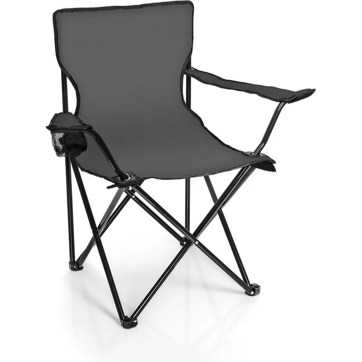 BigDean Campingstuhl Faltstuhl DUNKELGRAU Campingstuhl (Packung, 1 St), Klappbar, Belastbar 120kg, Leichtgewichtig, Breite Standfüße – Bild 1