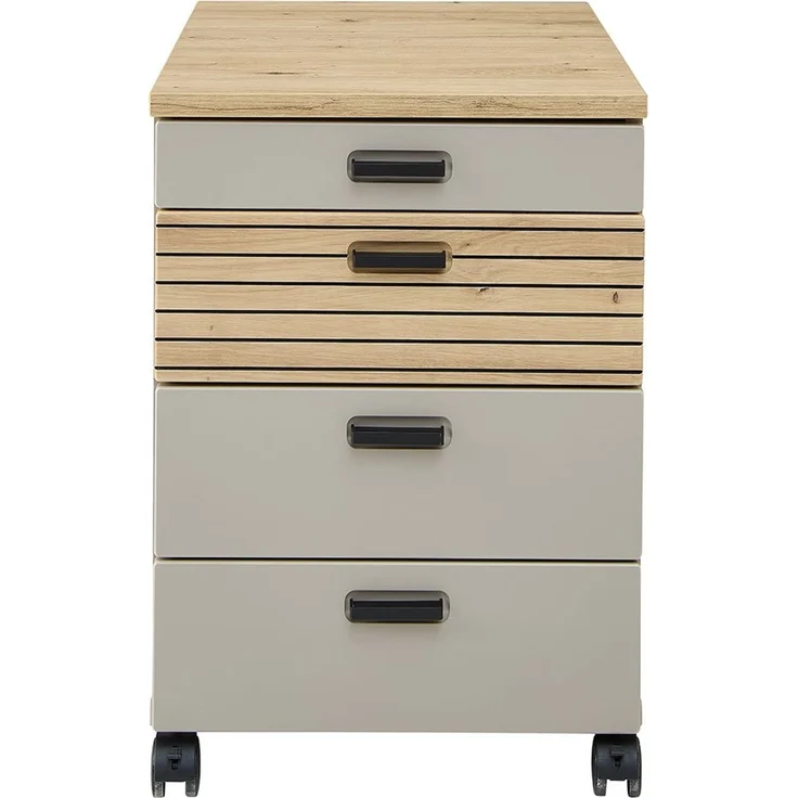 Rollcontainer Glenn, Holzwerkstoff, Braun, Grau, 45 x 66 x 55 cm – Bild 2