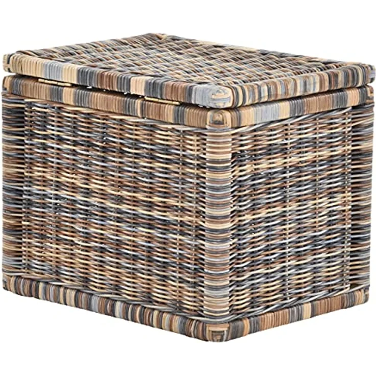 Krines Home Aufbewahrungskorb Hoher Korb mit Deckel Rattan geflochten Regalkorb Aufbewahrungsbox – Bild 10