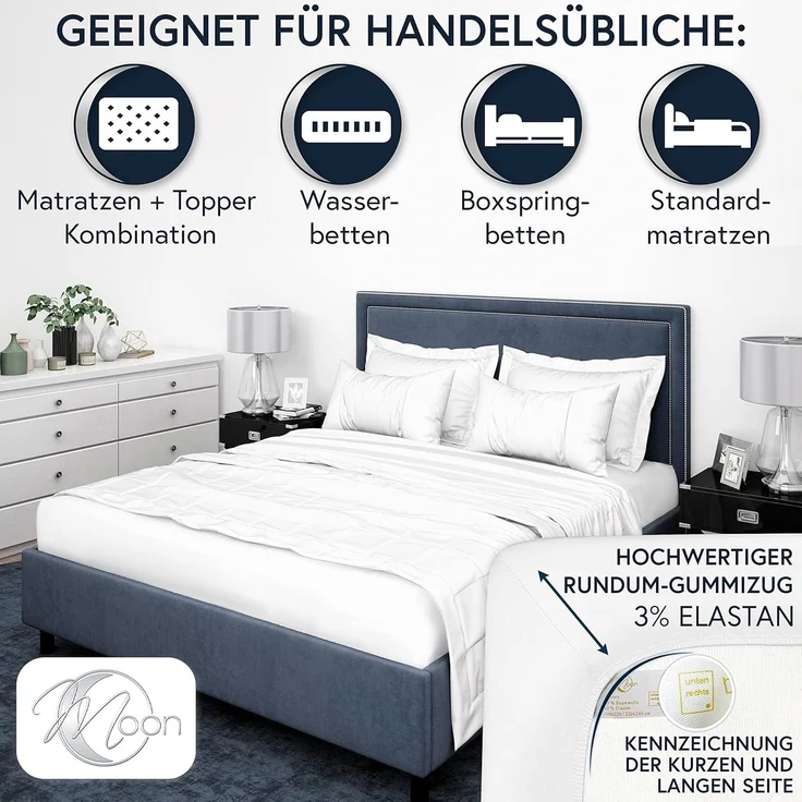 MOON Heimtextilien Spannbettlaken MOON-Luxury Spannbettlaken Jersey Stretch 230g/m², 97% Mako-Baumwolle 3% Elastan – Bild 6
