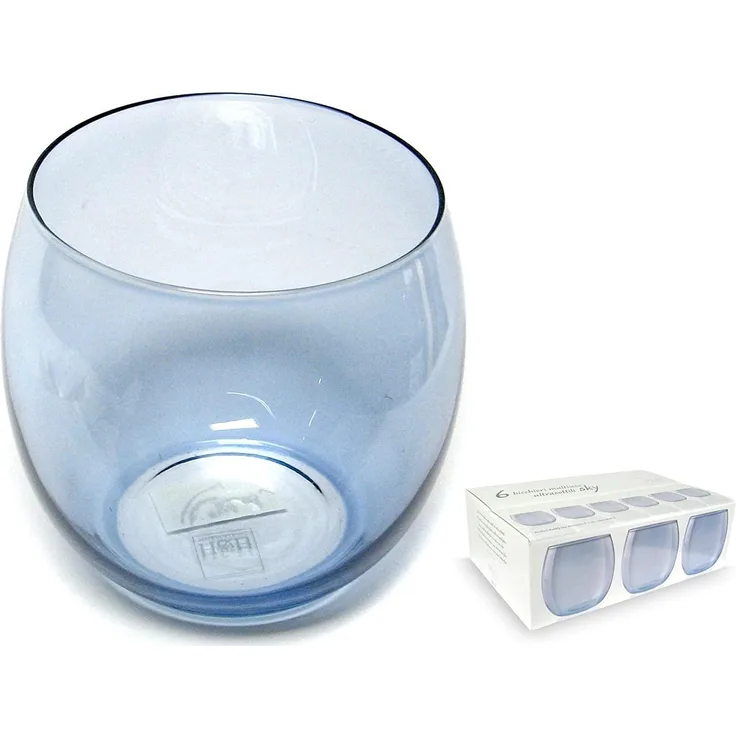 H&H Bubbly Sky Set Gläser, Glas, Himmelblau, 460 ml, 6 Stück