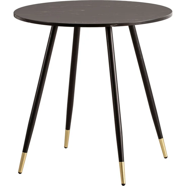 Esszimmertisch Rund 75x75x76cm Marmor-Optik Schwarz Metallbeine Modern – Bild 1