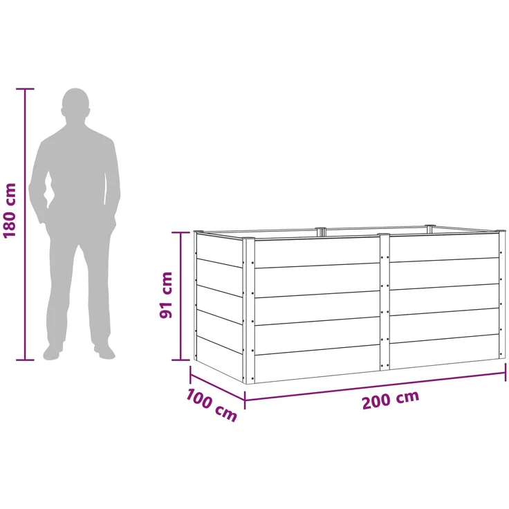 vidaXL Hochbeet Braun 200 x 100 x 91 cm WPC und Aluminium 42039007 – Bild 7