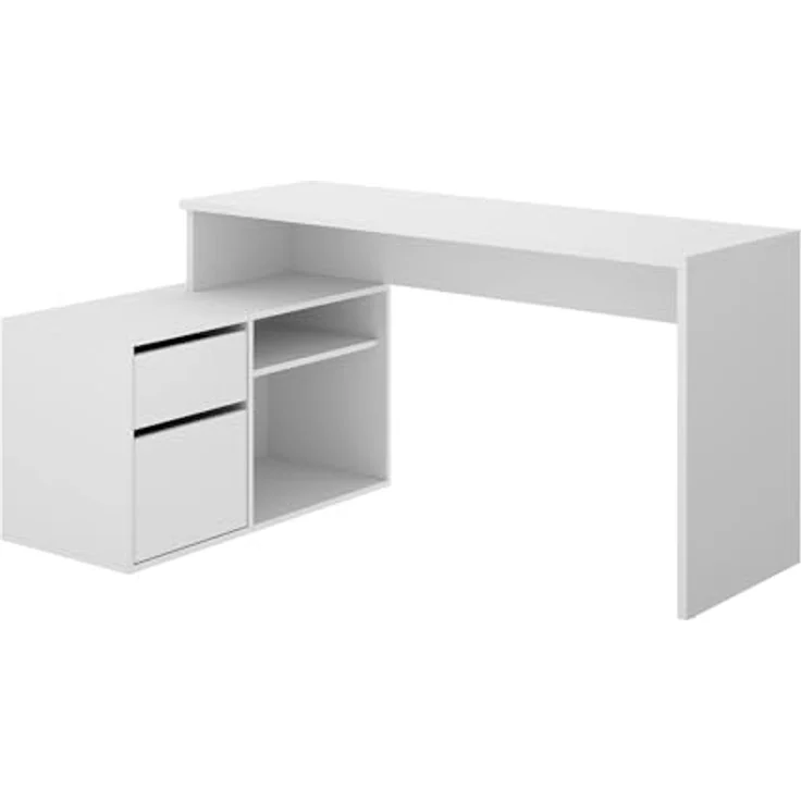 Dmora - Gardena-Schreibtisch, Schreibtisch mit Mehreren Positionen für das Büro oder Schlafzimmer, Mehrzweck-Ecktisch, 139 x 92 x 75 cm, Weiß – Bild 10