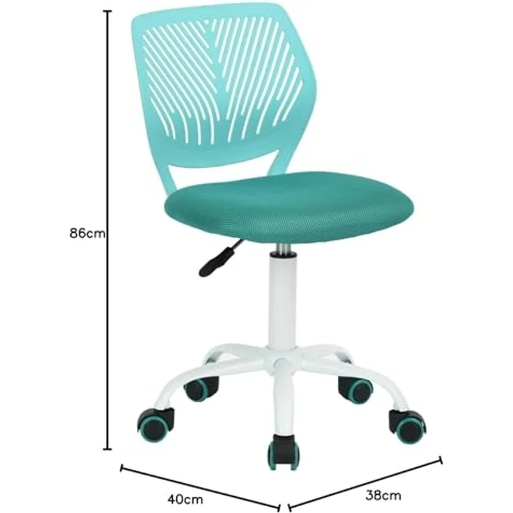 FurnitureR Esszimmer-Drehstühle, 1PC Küchenstuhl, gepolsterter Stuhl, Drehstuhl, bequemer Stuhl mit Rädern, Rückenlehne, armloser Stuhl für Esszimmer, Wohnzimmer,Türkis M – Bild 3