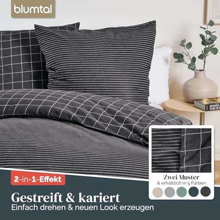 Blumtal Bettwäsche Biber Bettwäsche Oeko-TEX zert. Flanell Bettwäsche Baumwolle 100%, 60 °C waschbar – Bild 5
