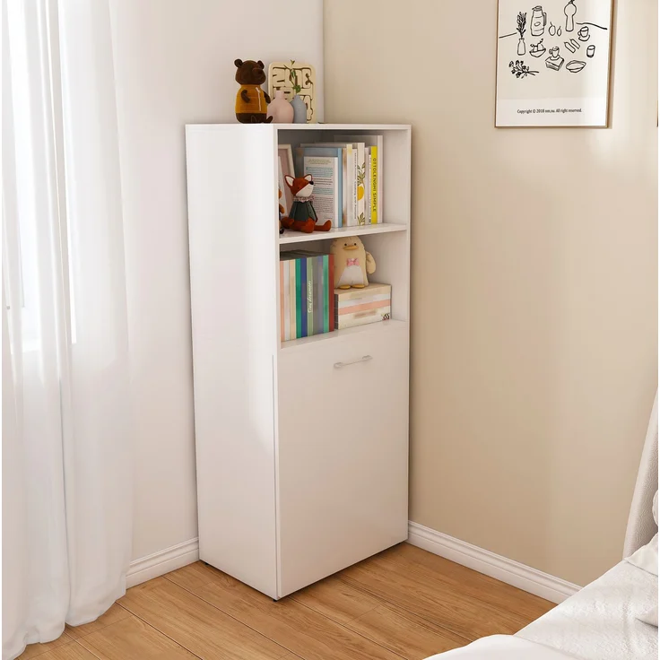 Ausziehbarer Schreibtisch aus MDF mit Stauraumschrank und verstellbaren Ablagen, 126x55x136 cm, Weiß – Bild 4