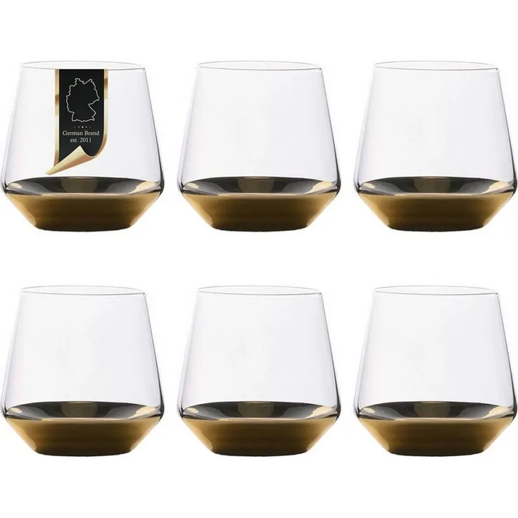 Intirilife Gläser-Set, 6-tlg, Glas, Trinkglas Set Wasserglas Saftglas Becher Kristallglas 350ml