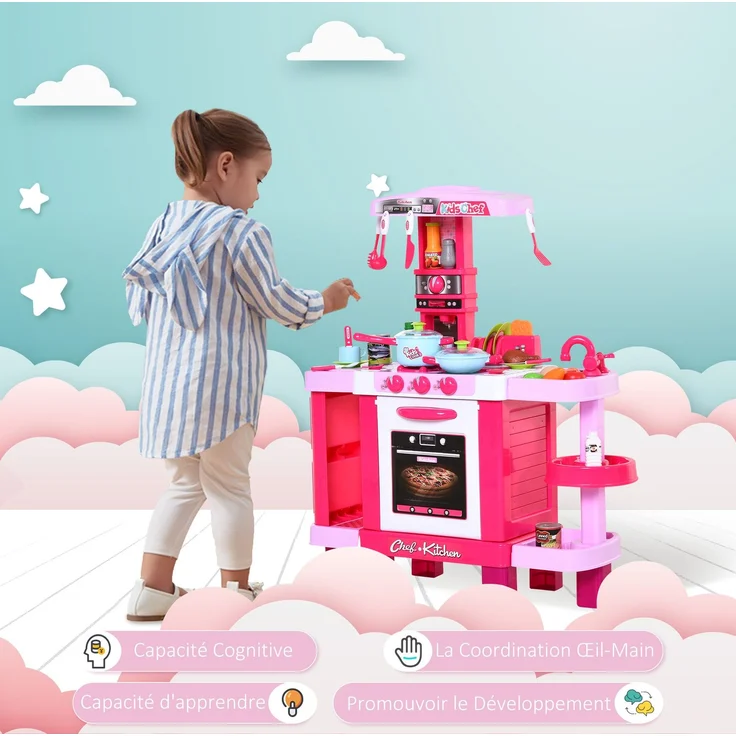Kinderküche Rezepte Rollenspiel 38 Teile inklusive Sound und Licht Polypropylen Rosa – Bild 8