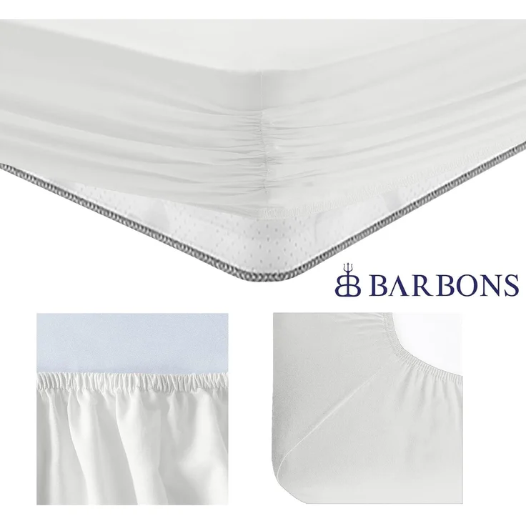 BARBONS Spannbettlaken 160x200 cm 2er - 100% Baumwolle Spannbetttuch Oeko-TEX Zertifiziert Bettlaken Jersey Bettbezug für Boxspringbett und Dicke Matratzen bis 27 cm - Weiss 160x200 2er – Bild 4