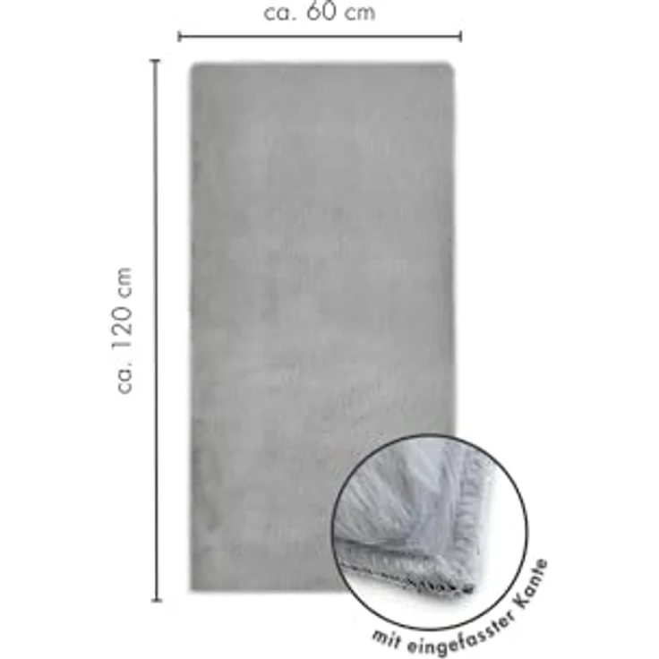 -LUXOR- living Kunstfell Coste Flauschiger Teppich Schlafzimmer - ideal zur Verwendung als Bettvorleger Schlafzimmer - gemütlicher Fellteppich Lammfell Imitat 60 x 120 cm Grau – Bild 3