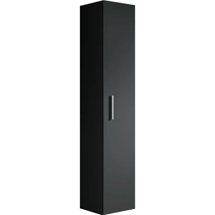 Badplaats Badezimmerschrank Pluto 30 x 30 x 150 cm Schwarz Matt - Hoch Badschrank mit 1 Tür