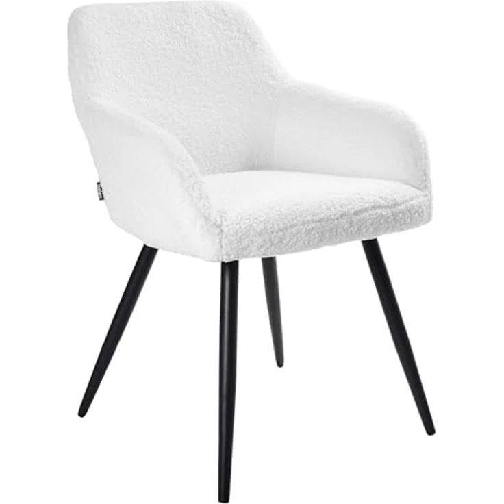 Esszimmerstuhl 2er Set CASMALIA Bouclé Cremeweiß – Bild 1
