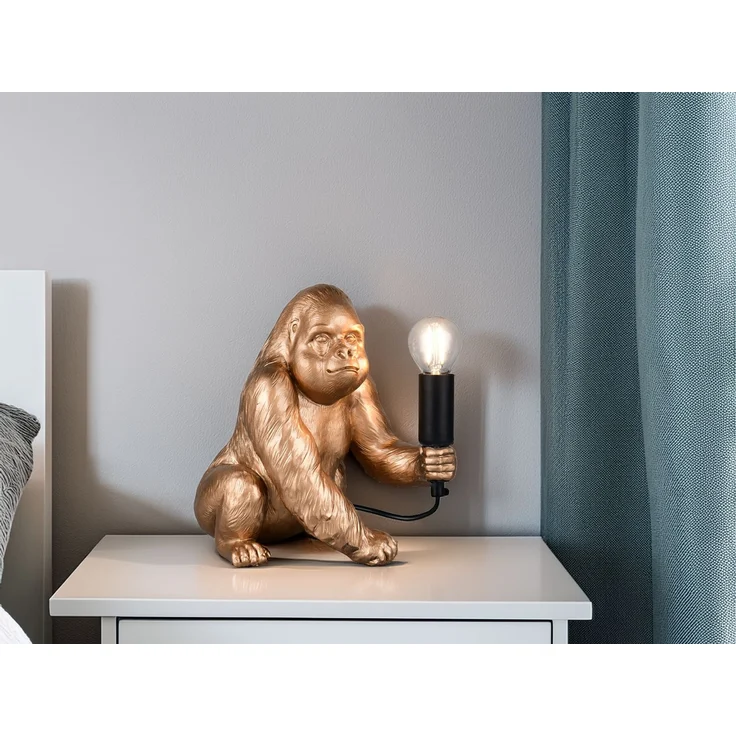 Tischleuchte, Affe, gold, E14, Schnurschalter, H 23 cm – Bild 1