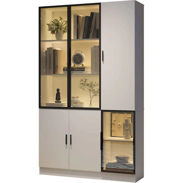 ZUBALIYA Schrank mit LED-Beleuchtung in Weiß, ideale Lösung für kleine Räume, robuste Verarbeitung, langlebige Materialien, einfache Selbstmontage, mit verständlicher Aufbauanleitung, si. (Modell 2) – Bild 15
