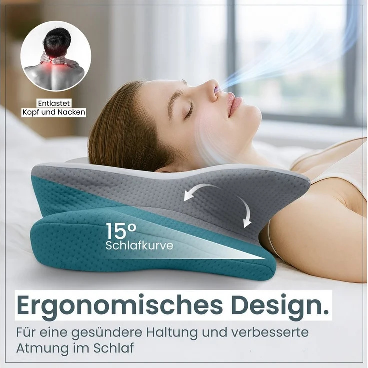 Gentle North Nackenstützkissen Orthopädisches Nackenstützkissen aus hochwertigem Memory Foam – Bild 3
