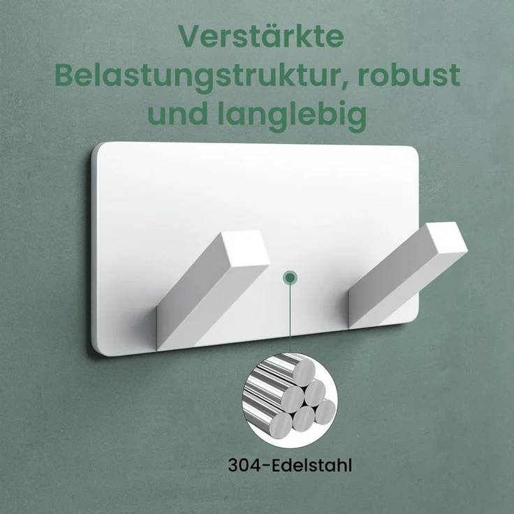 Mai & Mai Garderobenhaken Kleiderhaken ohne Bohren Wandhaken aus Edelstahl 2 Haken Stalo-04, Edelstahl-Haken, 60° wissenschaftlicher Winkel – Bild 4