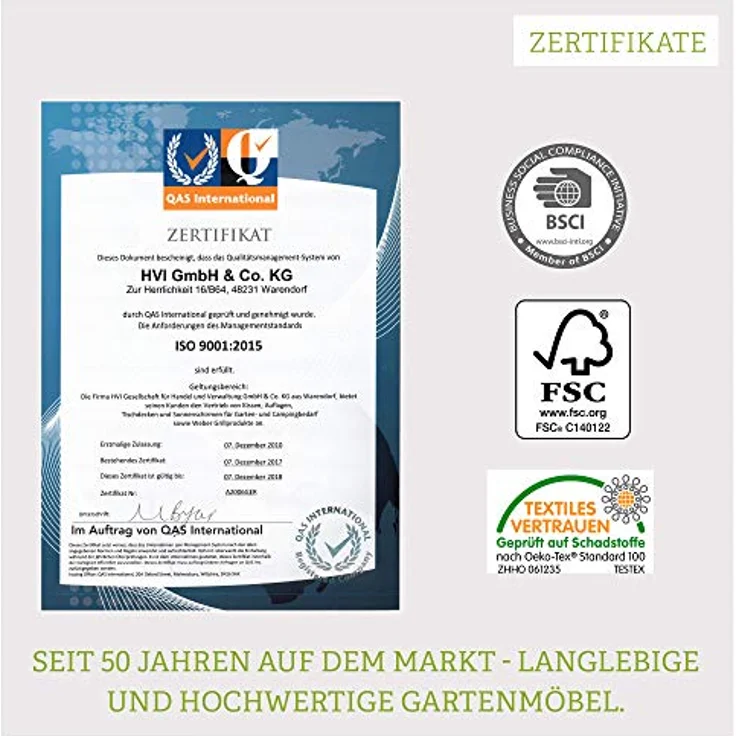 Acamp Gartenliege Rockstar, teakfarben mit anthrazit Stahlrohr, wetterfestem Acatex-Gewebe und gepolsterten Armauflagen – Bild 7