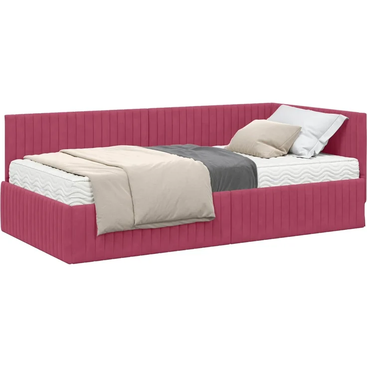 vidaXL Eckbettgestell mit Matratze mit Kopfteil 2 pcs Samt 3393822 – Bild 2