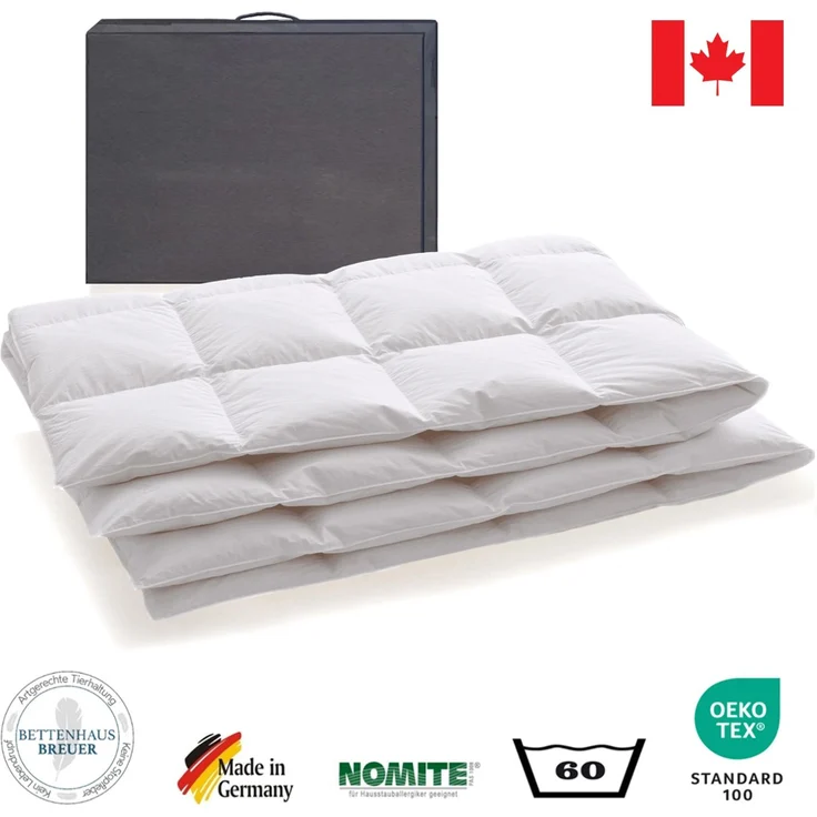 Daunendecke 840g canadische Daunen Bettdecke medium 155x220 100% natur – Bild 2