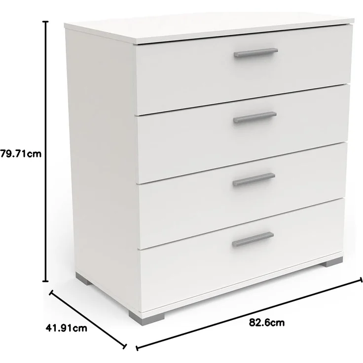 Calicosy Kommode mit 4 Schubladen in Mattweiß - L 79,7 cm - Weiß – Bild 3