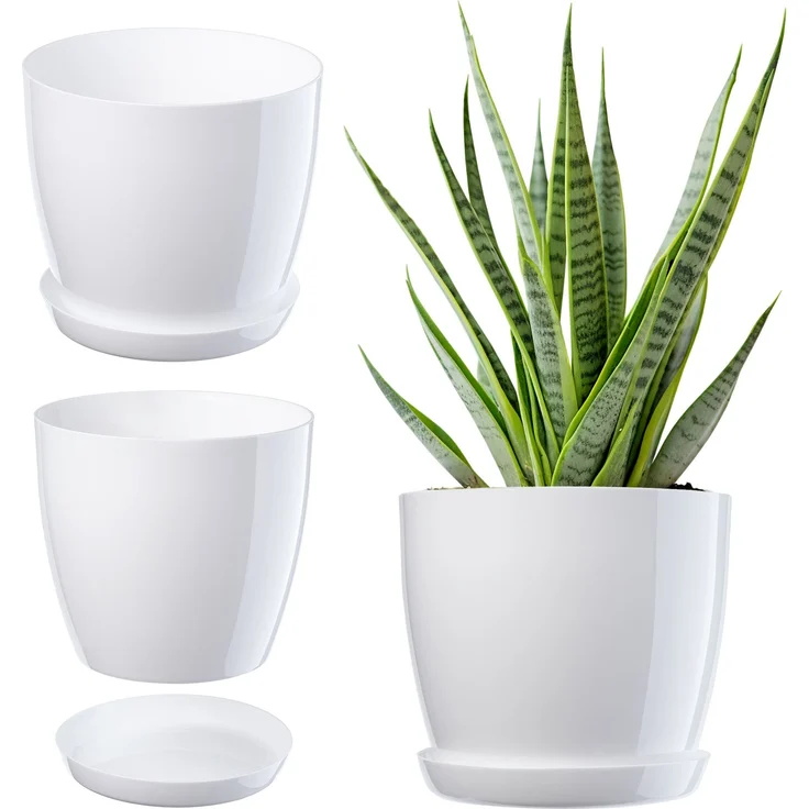 KADAX Blumentopf mit Ständer, Kunststoffabdeckung, Blumentopf 14 cm, Weiß, für Blumen – Bild 1