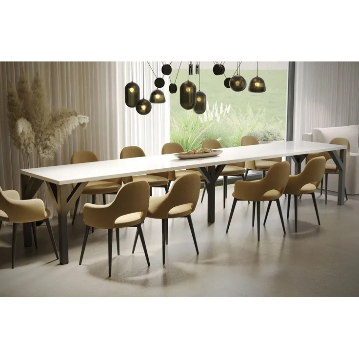 Endo-Moebel Kulissen-Esstisch XXL Dunaj 130-405cm ausziehbar erweiterbar extra groß 4m lang, für 10-12 Personen, breit, riesiger Designtisch, Funktionstisch modern