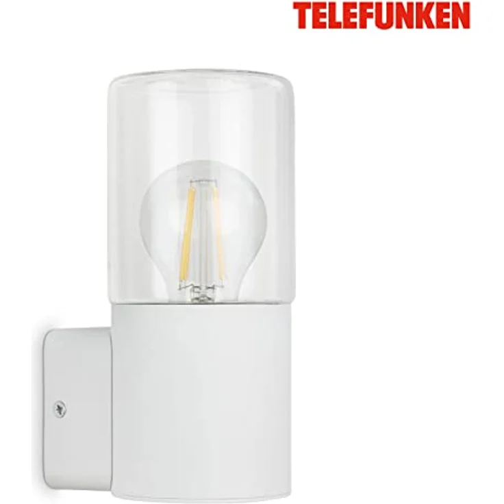 TELEFUNKEN Außenlampe IP44, Wandleuchte E27 max. 12W, matt Weiß, 195x85x110 mm, 320506TF – Bild 3