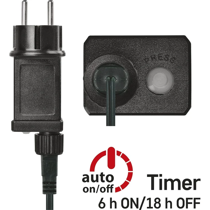EMOS LED-Lichterkette warmweiß für Innen, 8 m lange Feuerwerk Weihnachtslichterkette NANO, 6 Stunden Timer Funktion, Netzteil und Transformator, für Partys, Weihnachten, Deko, grünes Kabel – Bild 6