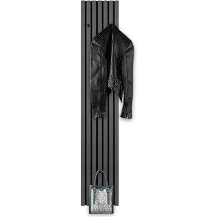 XORA 'GRACE' Garderobenleiste Akustik-Paneel-Optik schmal, MDF anthrazit, 25 x 160 cm, 3 Haken – Bild 5